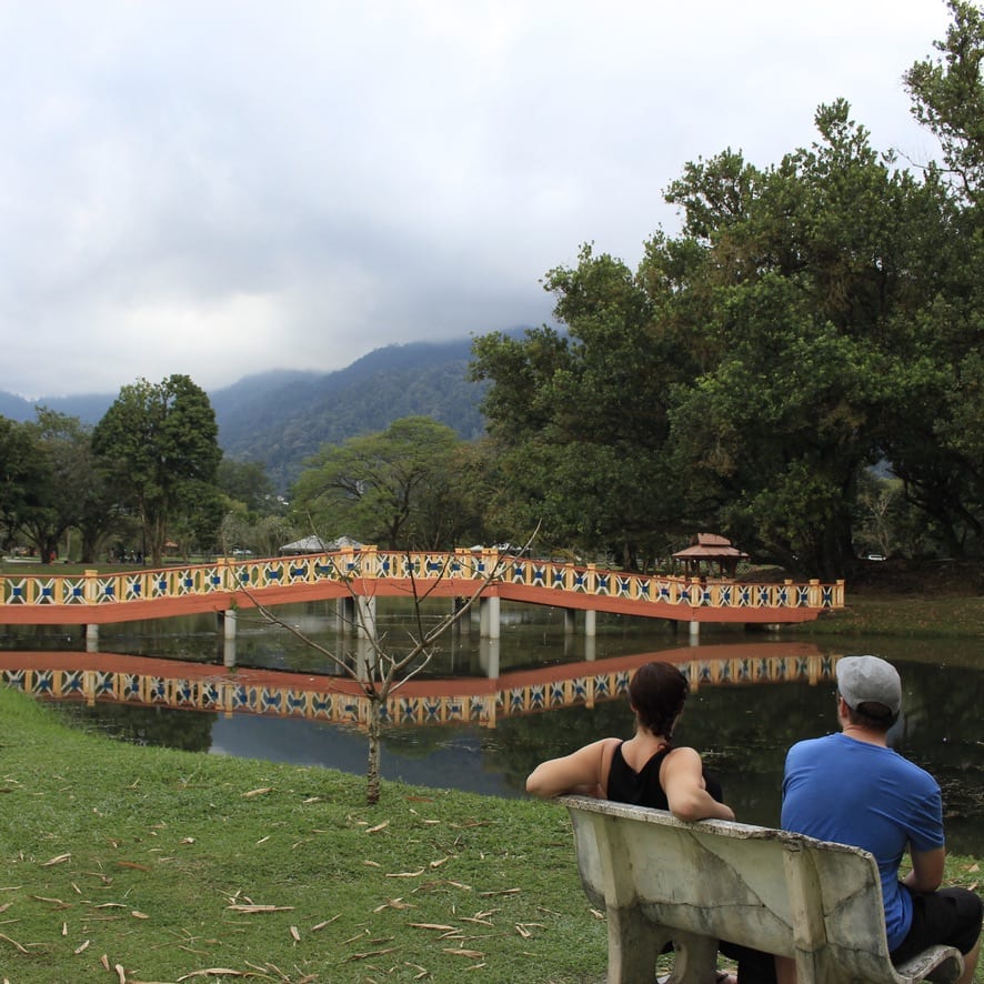 Relaxing next to the Taiping Zigzag bridge