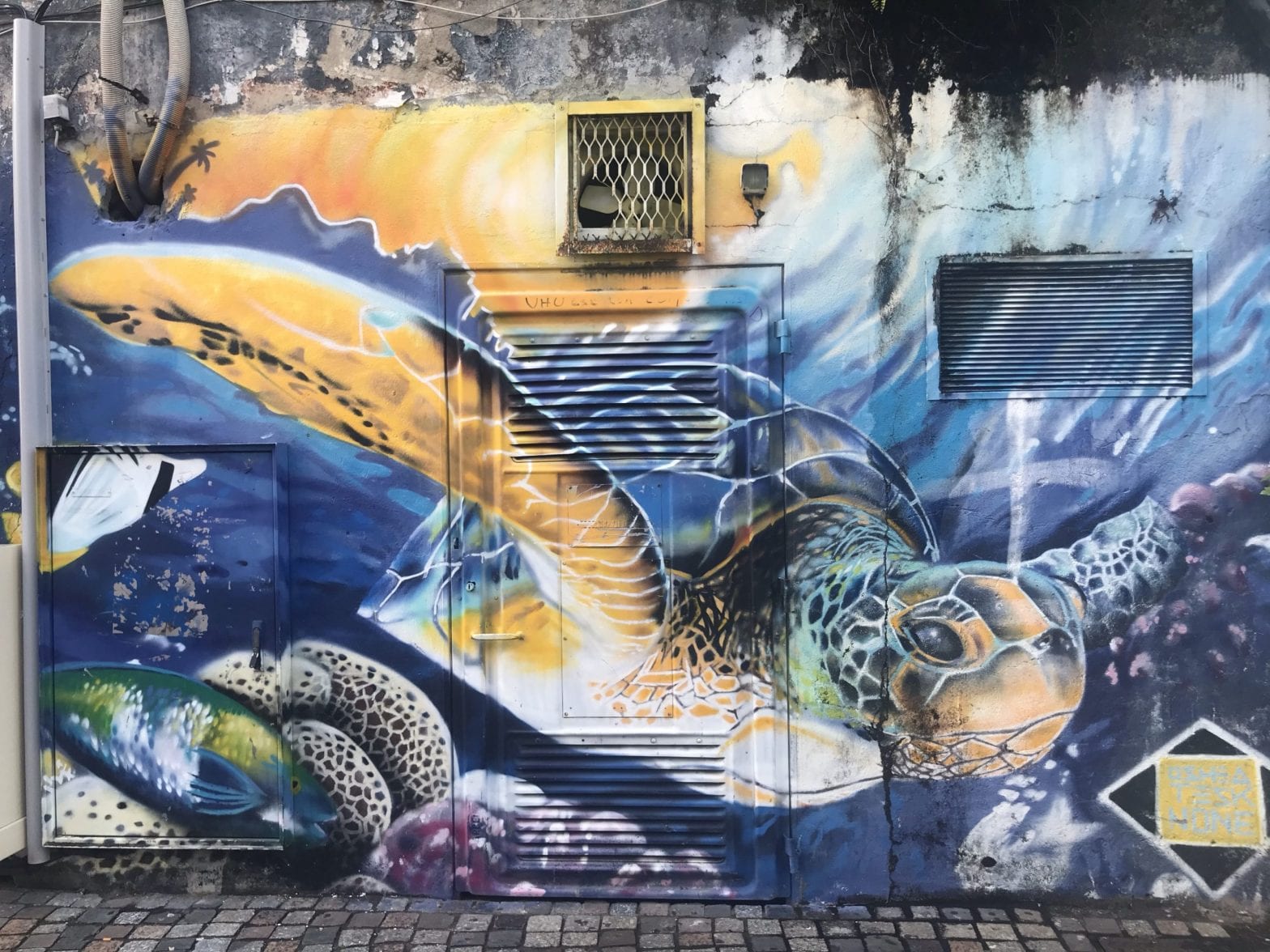 Sea turtle street art in Fort-de-France, Martinique